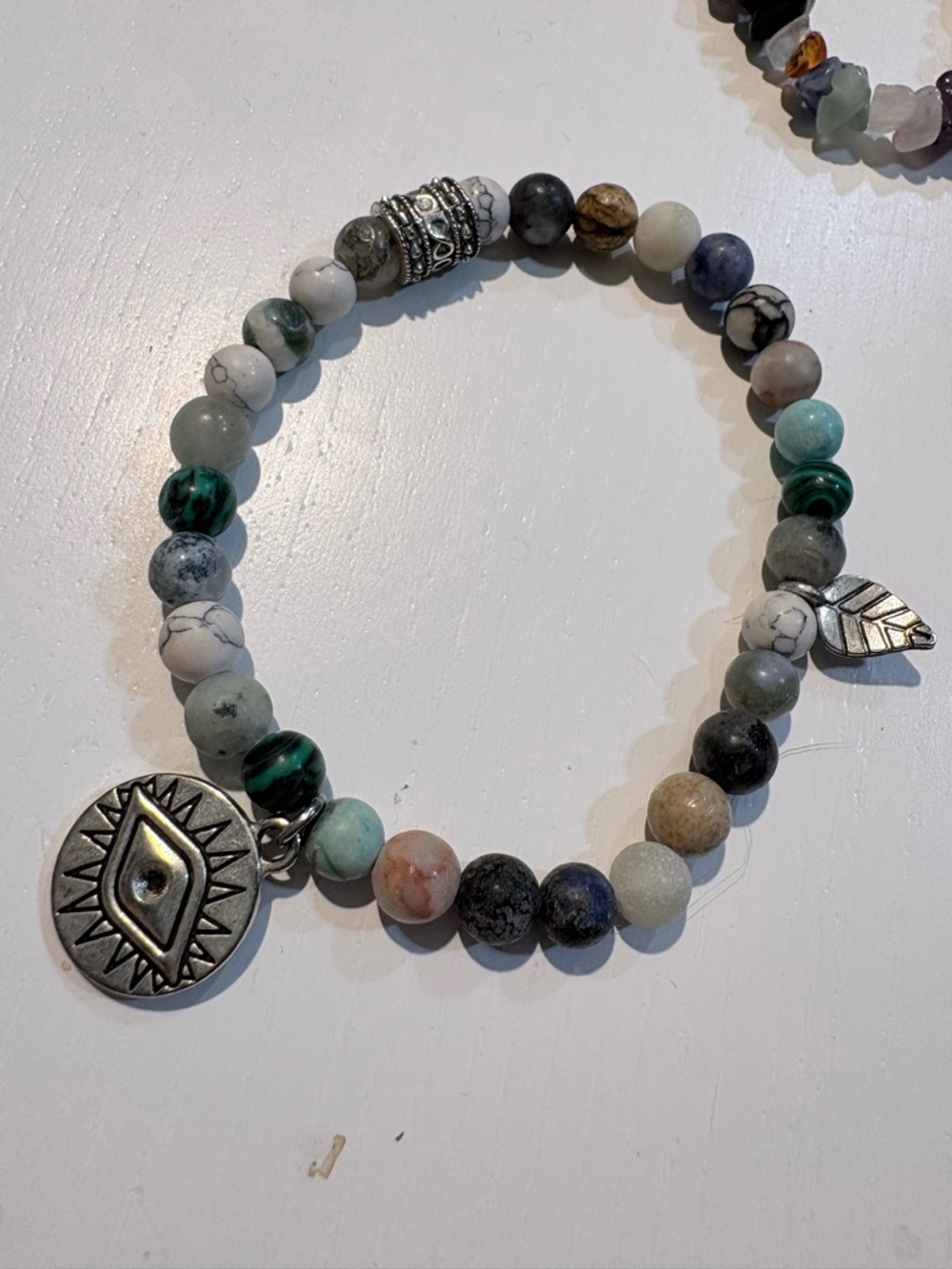 Adorable shell and real gemstone earrings and bracelets set - Picture 3 of 4